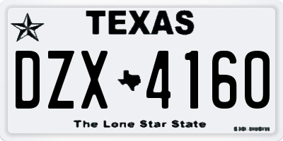 TX license plate DZX4160
