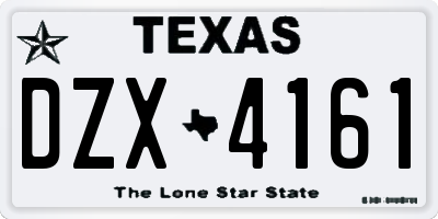 TX license plate DZX4161