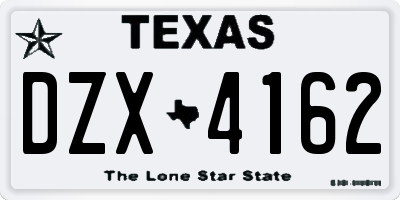 TX license plate DZX4162