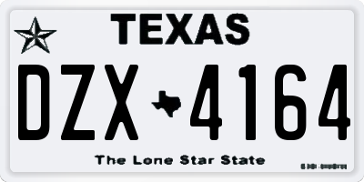 TX license plate DZX4164