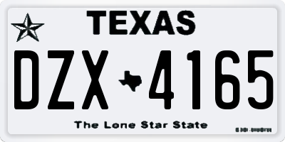 TX license plate DZX4165