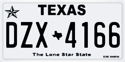 TX license plate DZX4166
