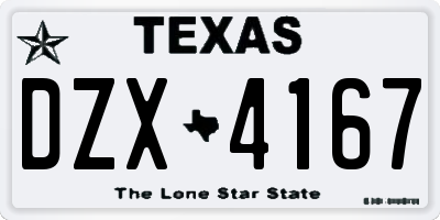 TX license plate DZX4167