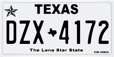 TX license plate DZX4172