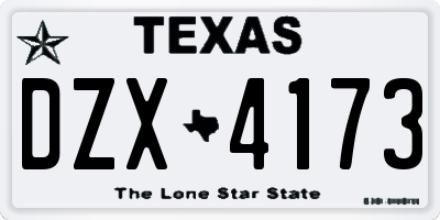 TX license plate DZX4173