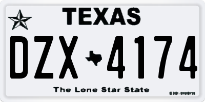 TX license plate DZX4174