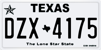 TX license plate DZX4175