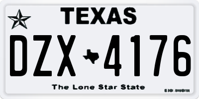TX license plate DZX4176