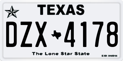 TX license plate DZX4178