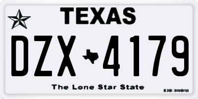 TX license plate DZX4179