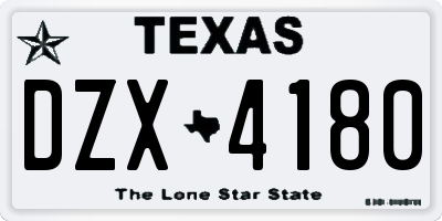 TX license plate DZX4180