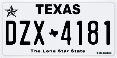 TX license plate DZX4181