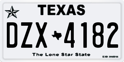 TX license plate DZX4182
