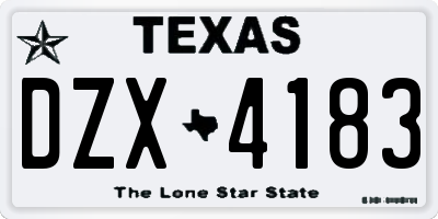 TX license plate DZX4183