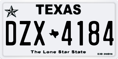 TX license plate DZX4184