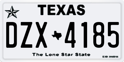 TX license plate DZX4185