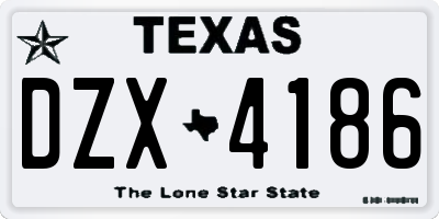 TX license plate DZX4186