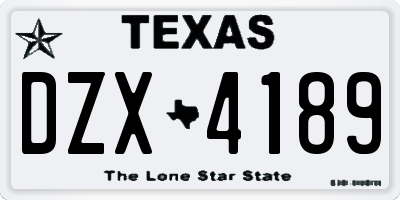 TX license plate DZX4189