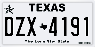 TX license plate DZX4191