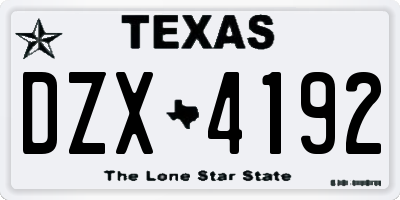 TX license plate DZX4192