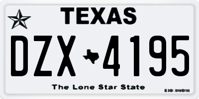 TX license plate DZX4195