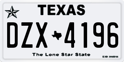 TX license plate DZX4196