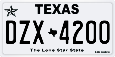 TX license plate DZX4200