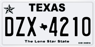 TX license plate DZX4210
