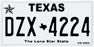 TX license plate DZX4224