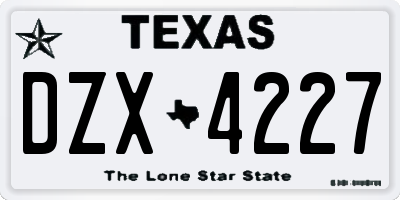 TX license plate DZX4227