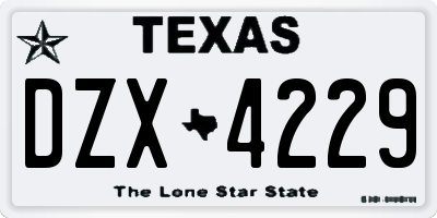 TX license plate DZX4229