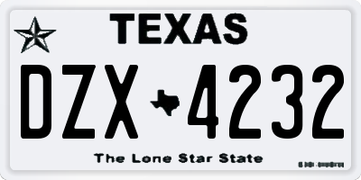 TX license plate DZX4232