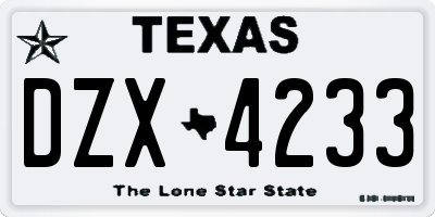 TX license plate DZX4233