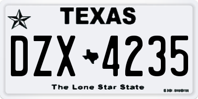 TX license plate DZX4235