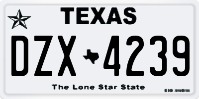 TX license plate DZX4239