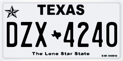 TX license plate DZX4240