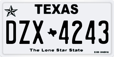 TX license plate DZX4243