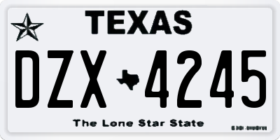 TX license plate DZX4245