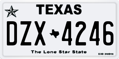 TX license plate DZX4246