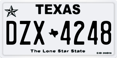 TX license plate DZX4248