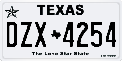 TX license plate DZX4254