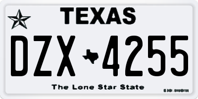 TX license plate DZX4255
