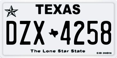 TX license plate DZX4258