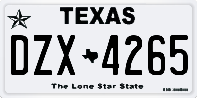 TX license plate DZX4265