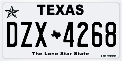 TX license plate DZX4268