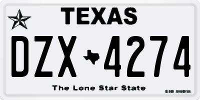TX license plate DZX4274