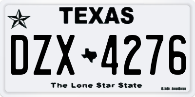 TX license plate DZX4276