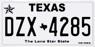TX license plate DZX4285