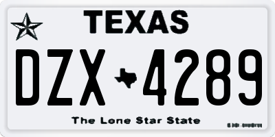 TX license plate DZX4289