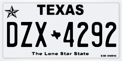 TX license plate DZX4292